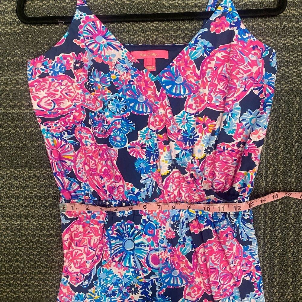 Lilly Pulitzer Dante Jumpsuit Stretchy High Tide Navy Turtle Amazement Size  S - Picture 13 of 16